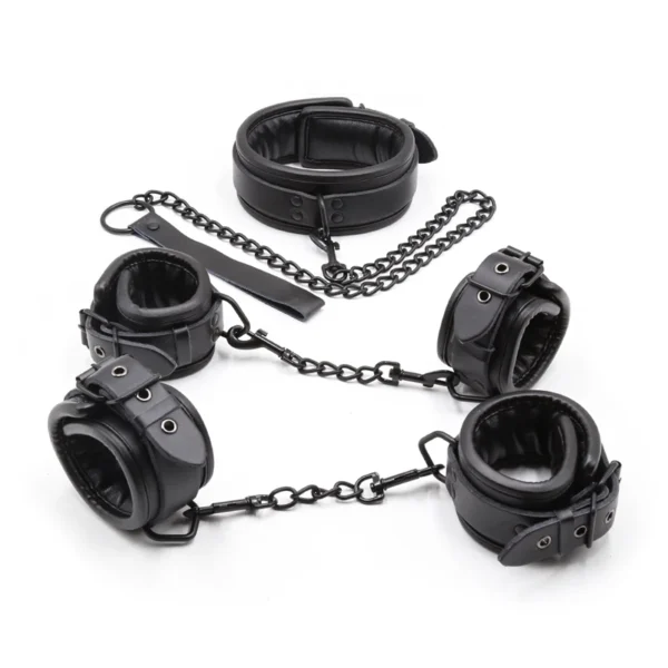 Black Leather BDSM Bondage Set  Adults