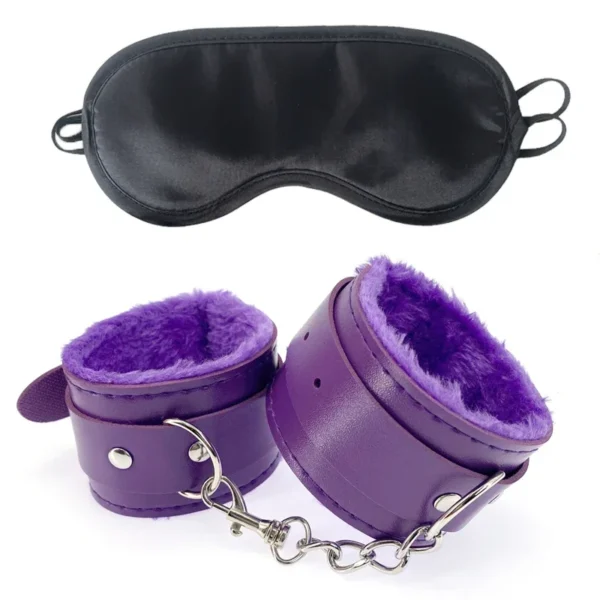 2Pcs PU Leather Sex Handcuffs With Eye Mask For Couples  Adult Bondage Toys - Image 4