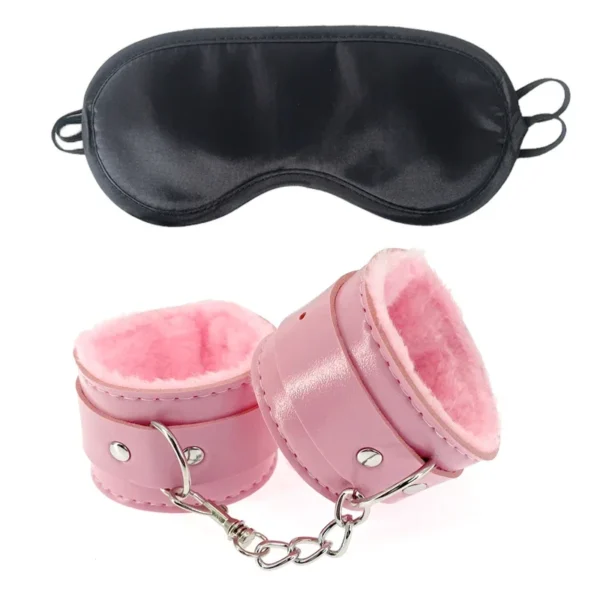 2Pcs PU Leather Sex Handcuffs With Eye Mask For Couples  Adult Bondage Toys