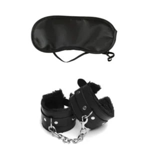 Leather Sex Handcuffs  Eye Mask Set For Adult Games
