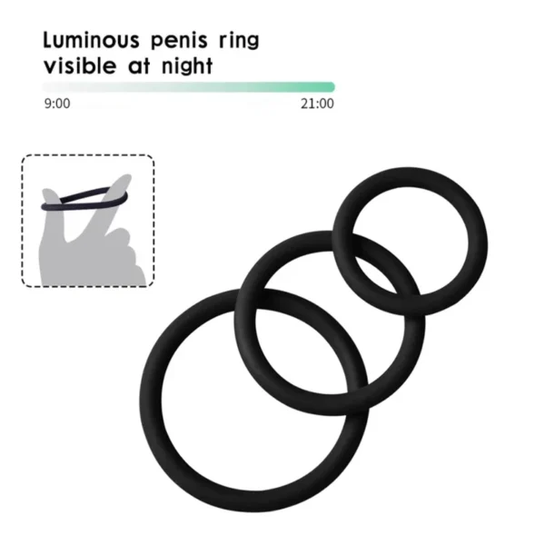 Glowing Silicone Cock Ring Set For Men  Enhance Pleasure - Image 5