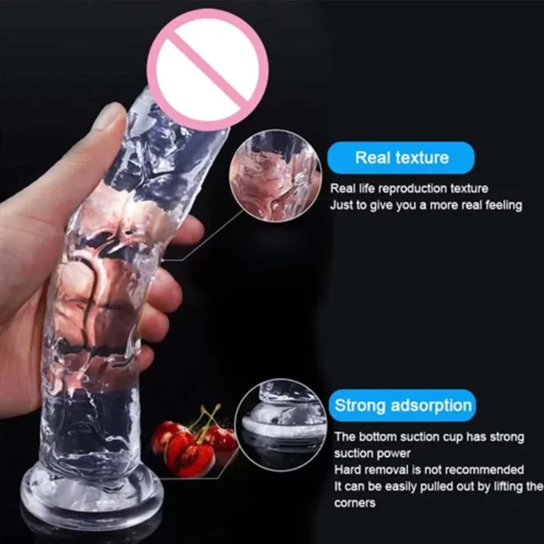Realistic Jelly Suction Cup Dildo  Female Stimulation Toy - Image 2