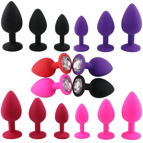 Silicone Anal Trainer Set for Couples - 3 Butt Plug
