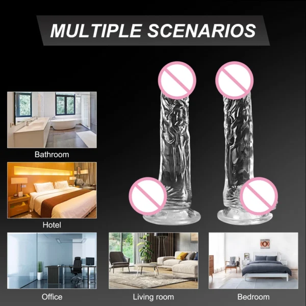 Realistic Crystal Jelly Dildo with Suction Cup | Women's Sex - Image 2