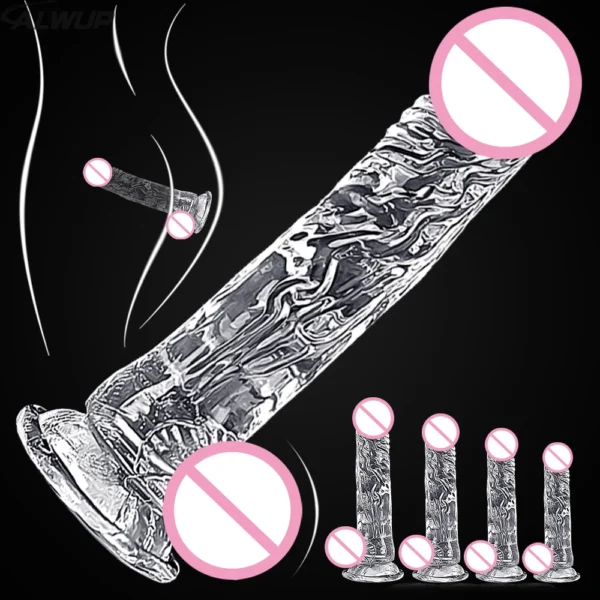 Realistic Crystal Jelly Dildo with Suction Cup | Women's Sex