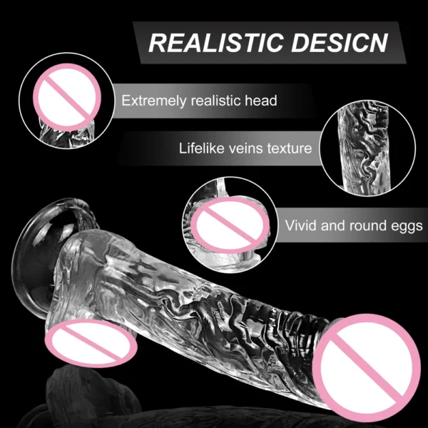 Transparent Silicone Dildo with Strong Suction Cup - Adult S - Image 4