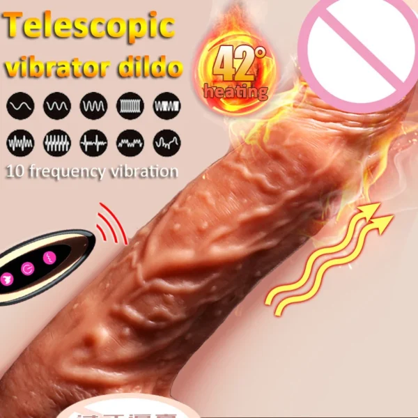 Telescopic Heated Vibrator - Realistic Adult Sex Toy