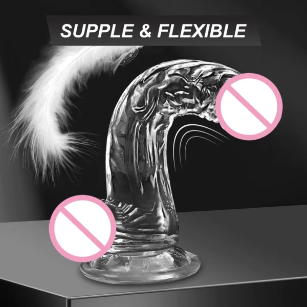 Transparent Silicone Dildo with Strong Suction Cup - Adult S - Image 5