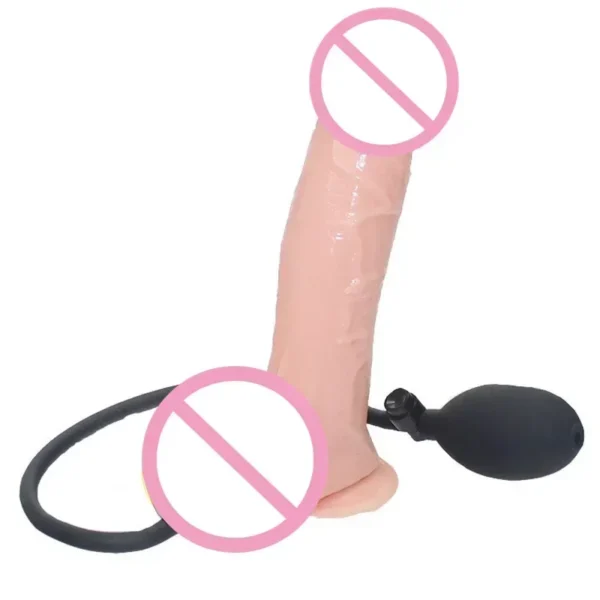 ** Large Inflatable Dildo Anal Plug with Suction Cup & Pump - Image 3