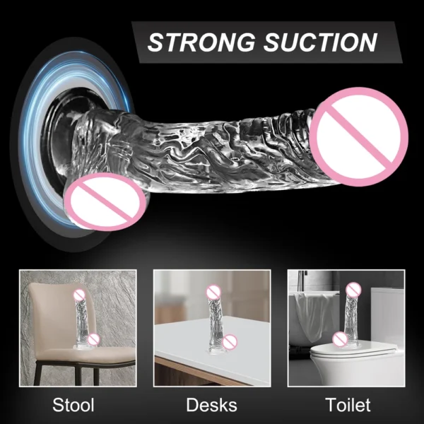 Realistic Crystal Jelly Dildo with Suction Cup | Women's Sex - Image 4