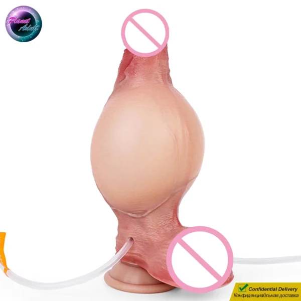 Nude Curved Inflatable Dildo with Squirting Function