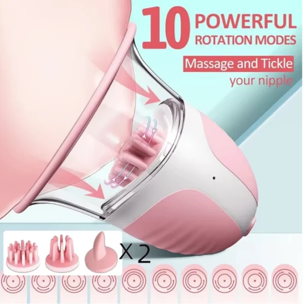 Breast Massager with Suction, Vibration & Nipple Clamps